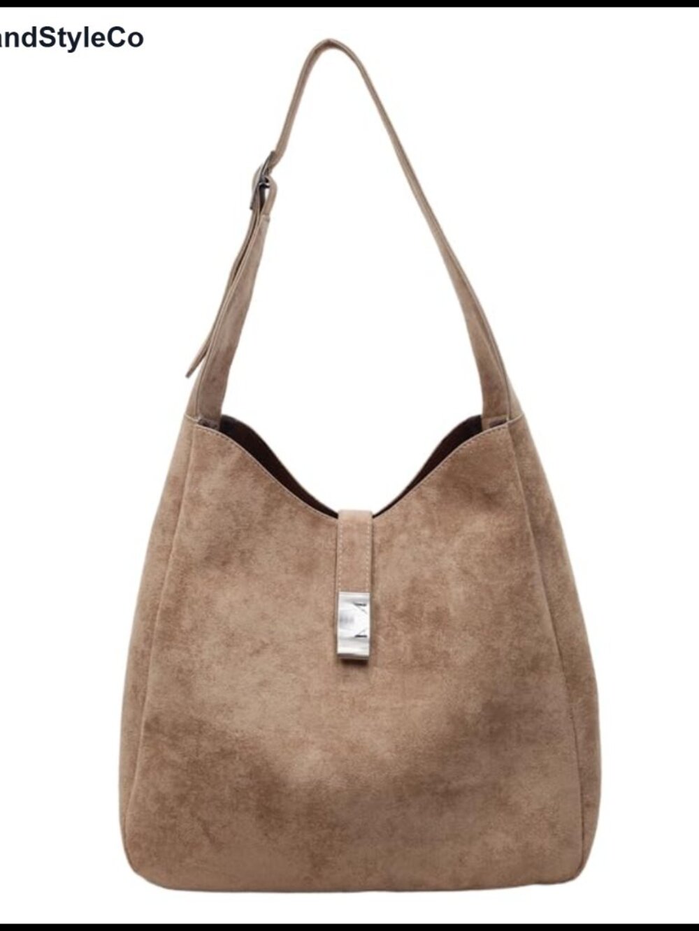 Vintage Faux Suede Slouchy Hobo Bag with Zippered Pouch, Adjustable Strap